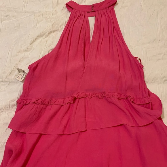 Pink ruffle chiffon halter blouse. - Picture 3 of 4